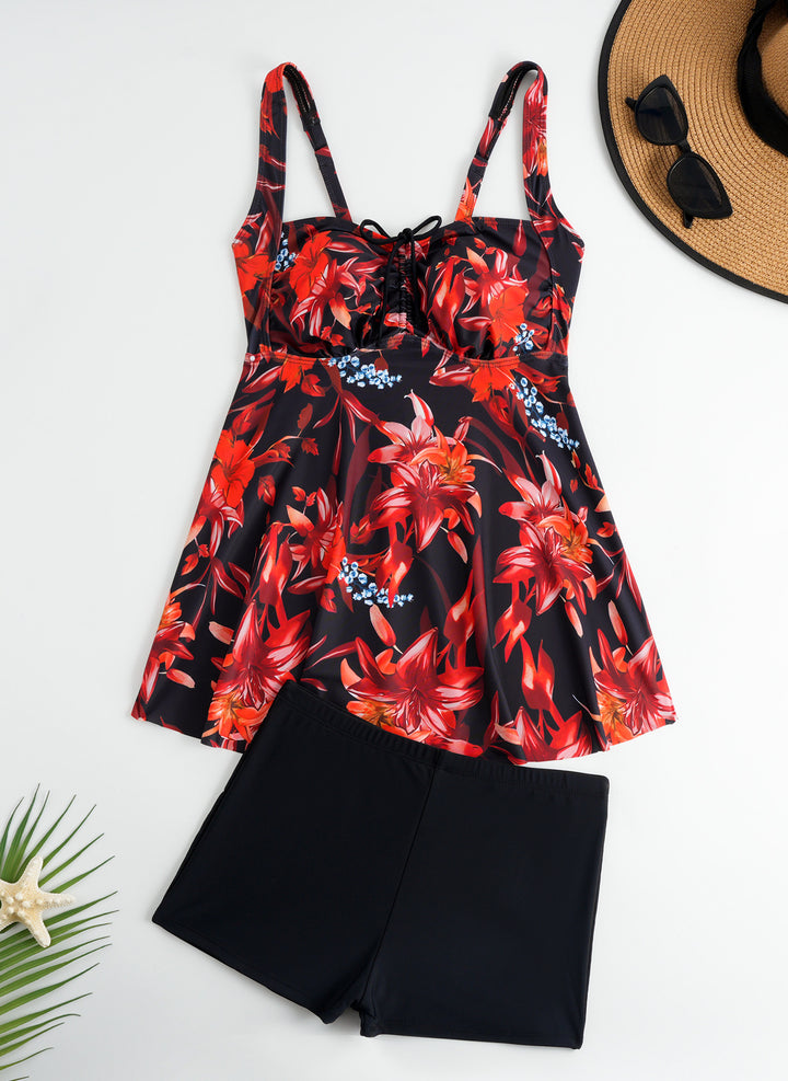 Women's tankini with floral top and comfortable shorts StylebySassy