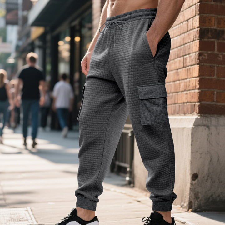 Men's quilted thermo lounge pants with functional pockets, drawstring and elastic waistband StylebySassy