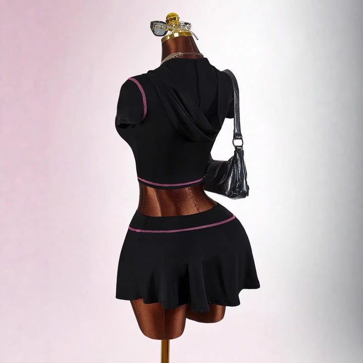 Women's sporty crop top with skirt set StylebySassy