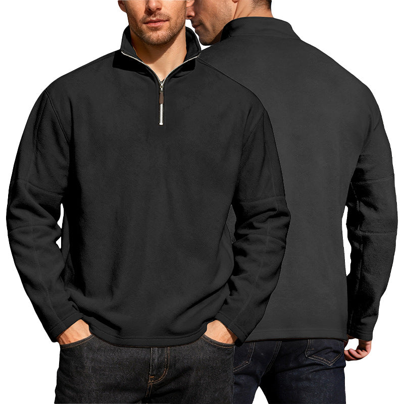 Men's lightweight microfleece performance pullover with short zipper raglan sleeves and shaping seams StylebySassy