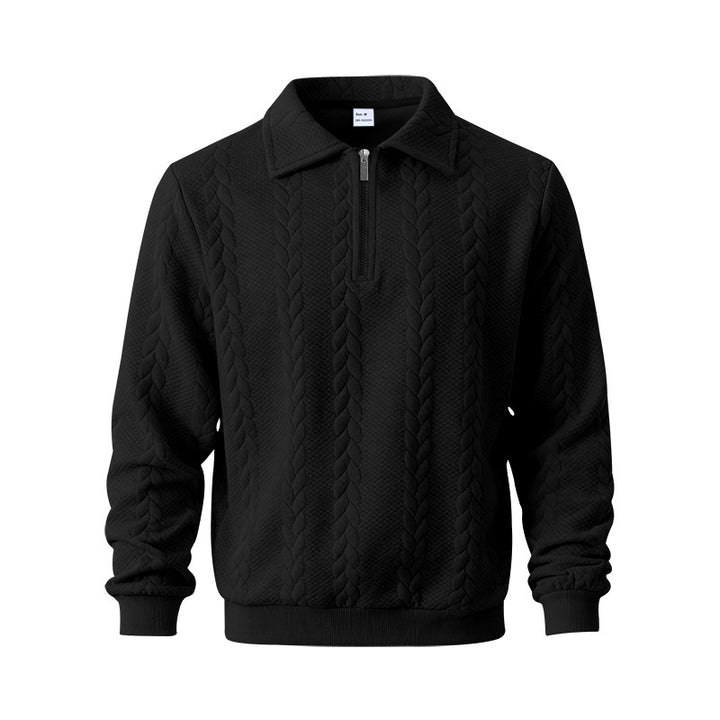 Men's coarse knitted troyer with short zipper and polo collar StylebySassy
