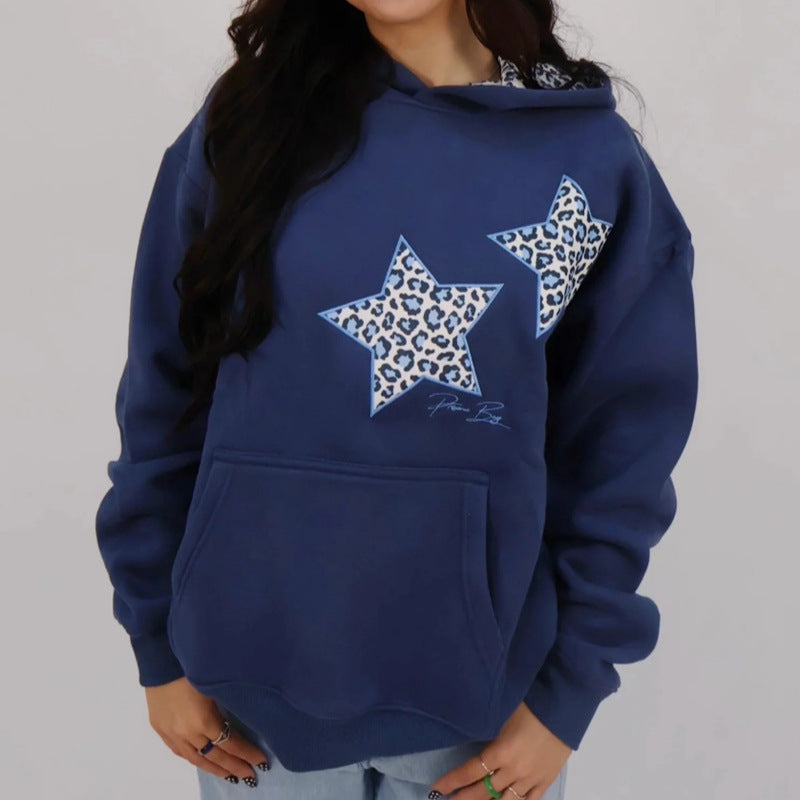 Women nan Oversize hoodie with star appliqués and lined hood StylebySassy
