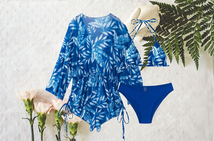 Women's swimsuit with elegant V-neckline and playful palm print StylebySassy