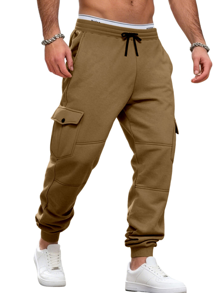 Men's casual jogging pants with cargo pockets, drawstring, and ribbed ankle hem StylebySassy