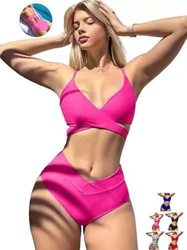 Women's high-waisted bikini set with elegant wrap design StylebySassy