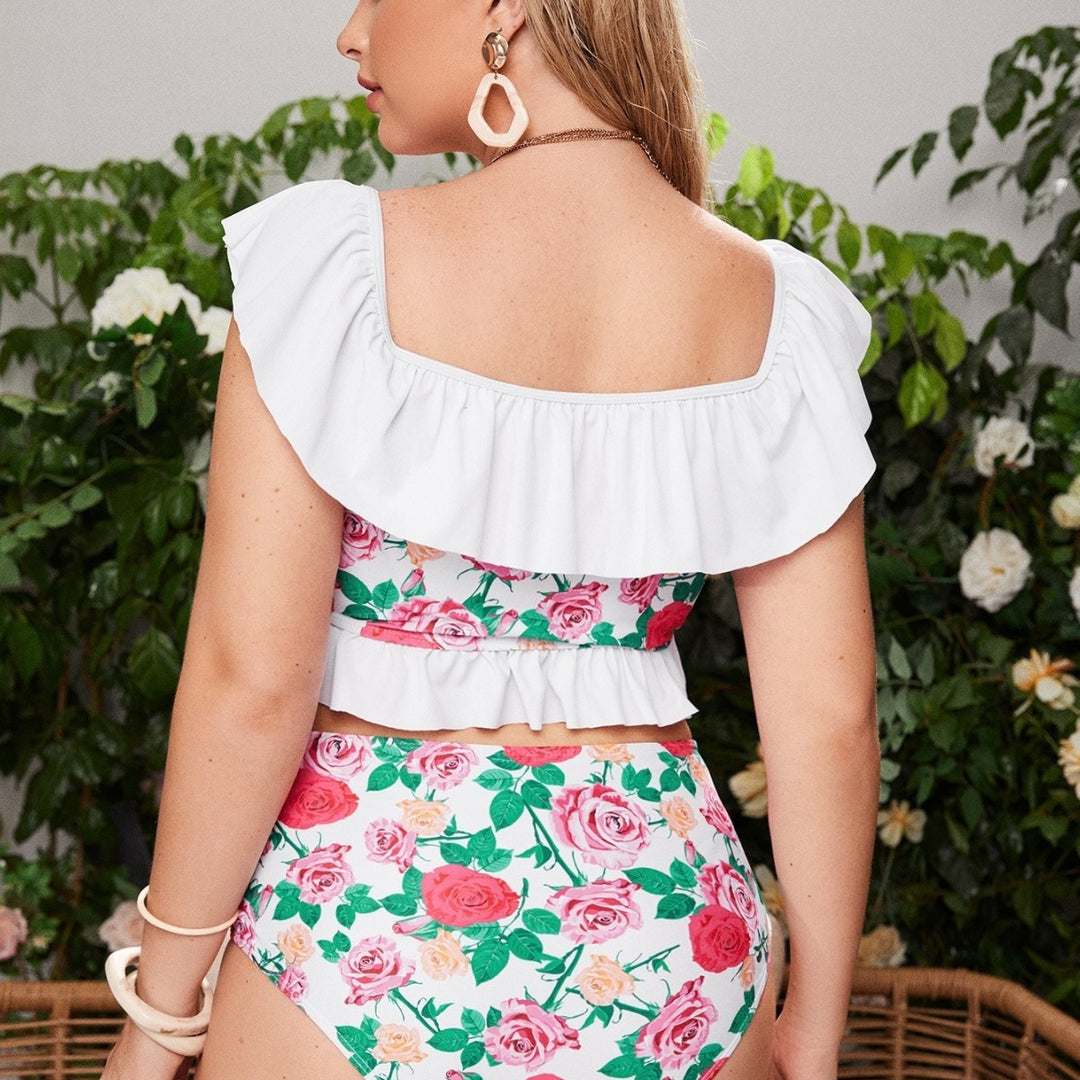 Women Bikini Set with floral wrap top and high waisted pants StylebySassy