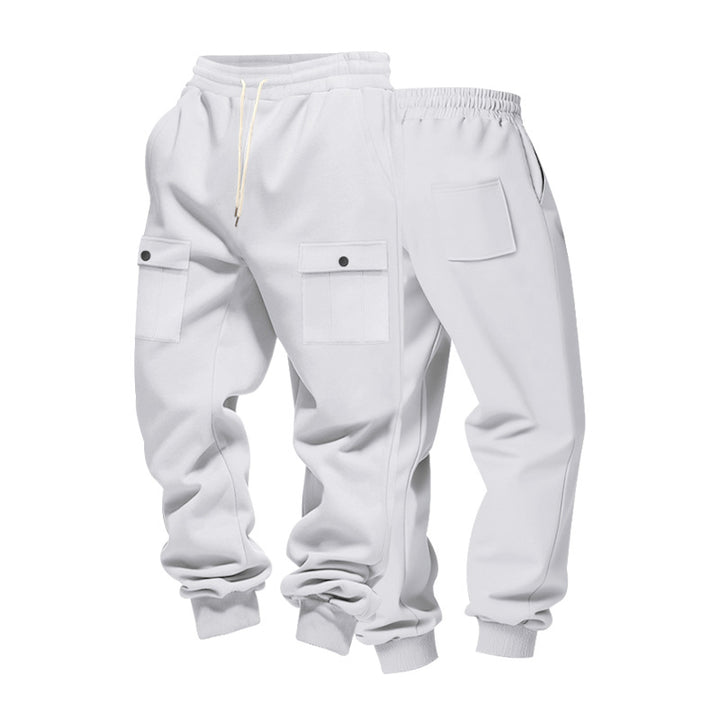 Men's cargo joggers with flap pockets, drawstring waistband, and ribbed ankle cuffs StylebySassy