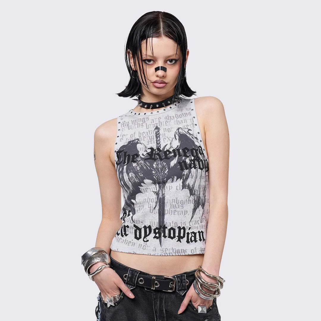Women’s Crop Top with Urban Dystopia Print StylebySassy