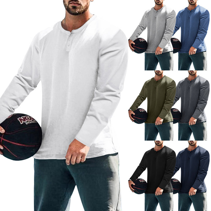 Men's casual long-sleeve shirt with short button placket, soft cotton jersey and slim silhouette StylebySassy