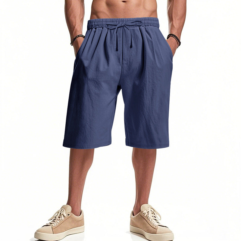 Men's casual bermuda shorts made of cotton blend with elastic waistband, drawstring, and side pockets StylebySassy
