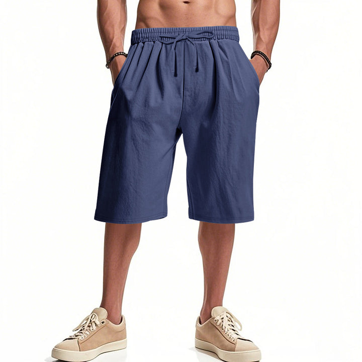 Men's casual bermuda shorts made of cotton blend with elastic waistband, drawstring, and side pockets StylebySassy