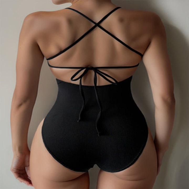 Women Elegant Swimsuit with Deep V-Neck and Adjustable Straps StylebySassy