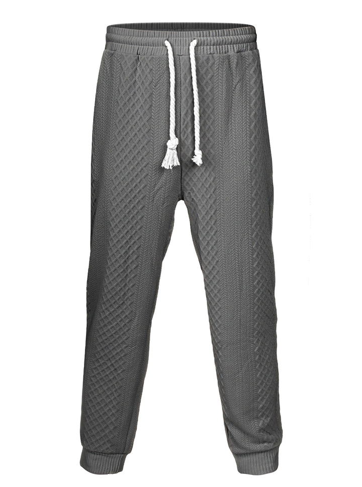 Men's nano thermo braid knit jogging pants with wide ribbed waistband and decorative cord StylebySassy