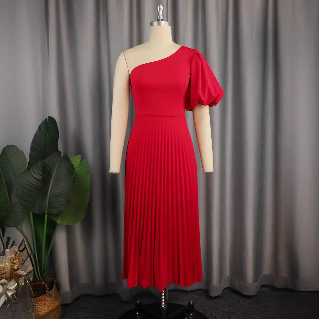 Women One-Sided Maxi Dress with Pleat Details StylebySassy
