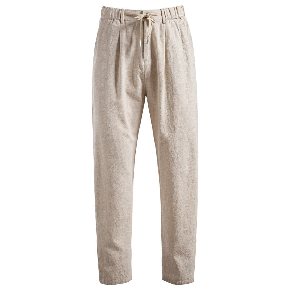 Men's casual pleated trousers with elastic drawstring waistband and tapered leg StylebySassy