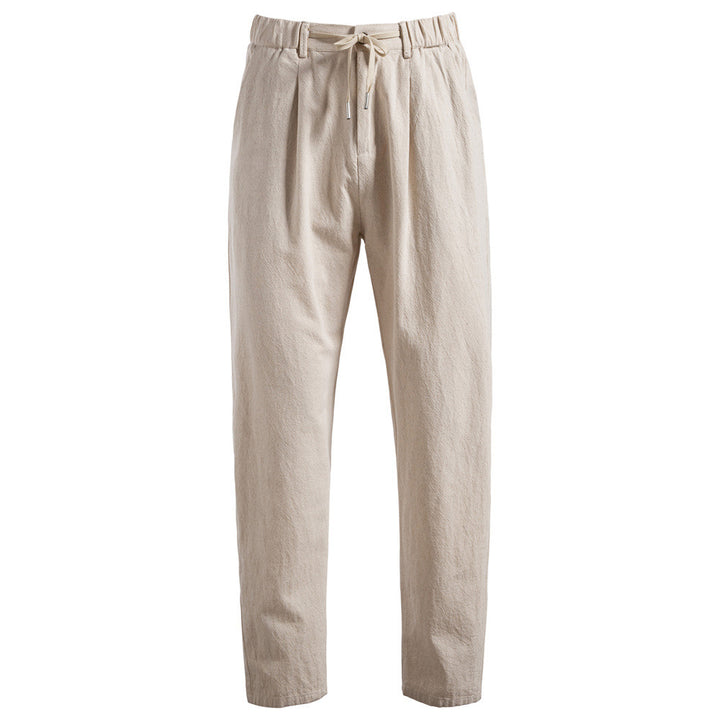 Men's casual pleated trousers with elastic drawstring waistband and tapered leg StylebySassy