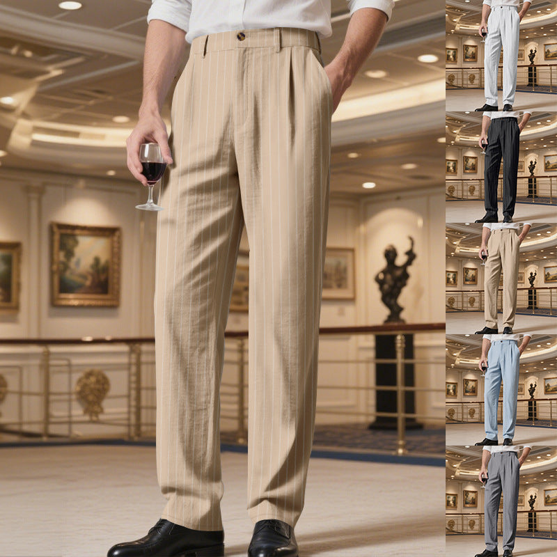 Men's elegant suit trousers with fine pinstripes and comfortable fit StylebySassy