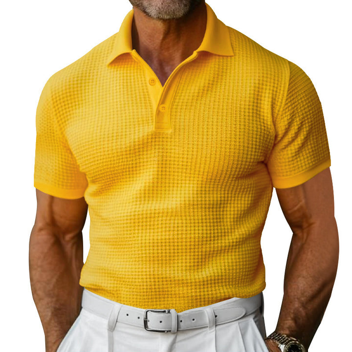 Men's structured piqué polo shirt made of cotton blend with reinforced polo collar StylebySassy