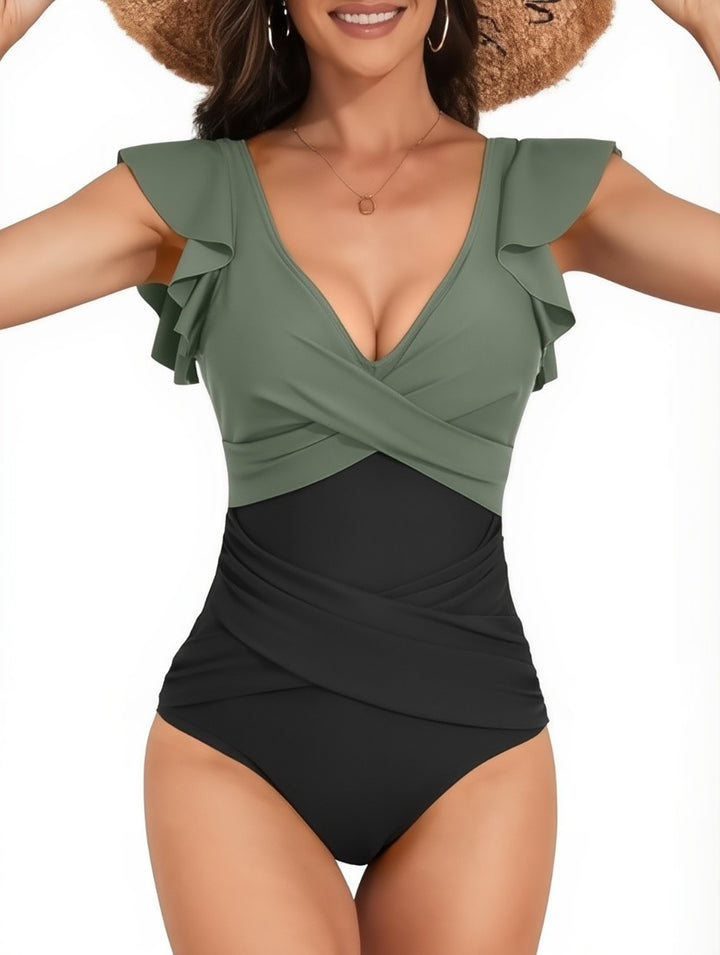 Women's one-piece swimsuit with ruffle elements StylebySassy