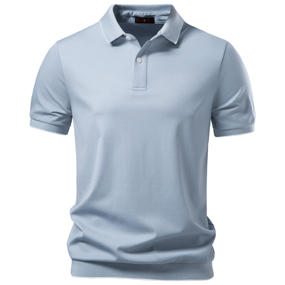 Men's breathable short-sleeved polo shirt made of cotton blend with ribbed hem StylebySassy