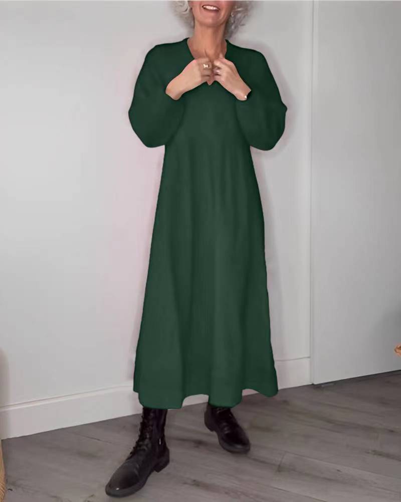 Women's ankle-length jersey dress with empire seam and balloon sleeves StylebySassy