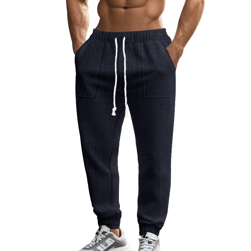 Men's cable knit joggers with drawstring waistband and patch pockets StylebySassy