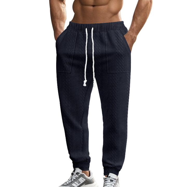 Men's cable knit joggers with drawstring waistband and patch pockets StylebySassy