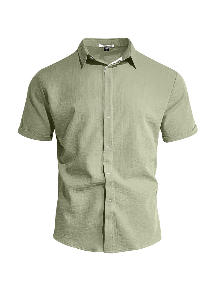 Men's breathable linen shirt with kent collar and rolled-up sleeves StylebySassy