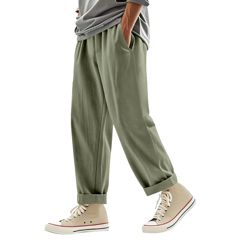 Men's wide pleat chino pants with cuffs, tapered fit and side pockets StylebySassy