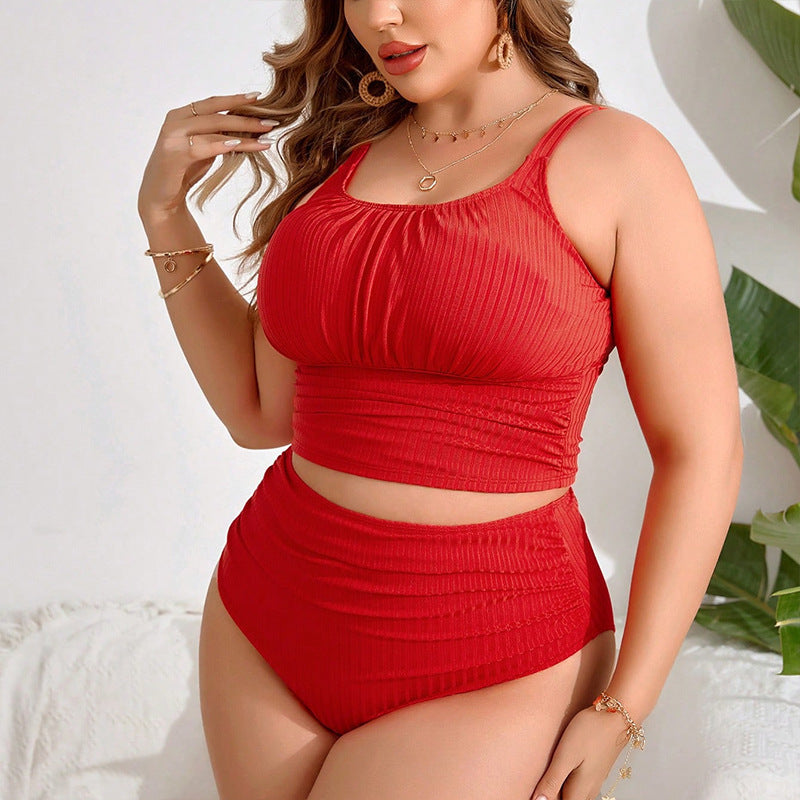 Women's Crop Top Bikini Set with Elegant Ribbed Design StylebySassy