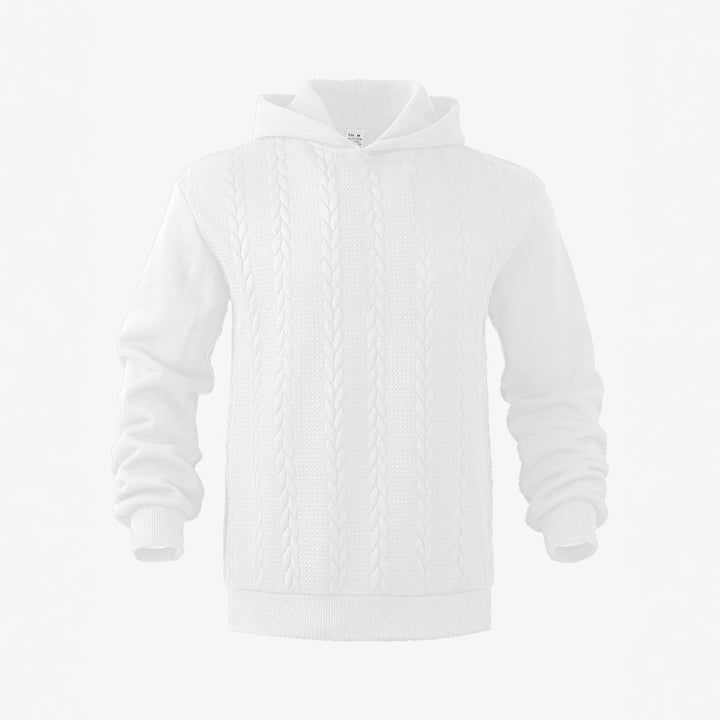 Men's knitted look hoodie with cable pattern and ribbed hem StylebySassy