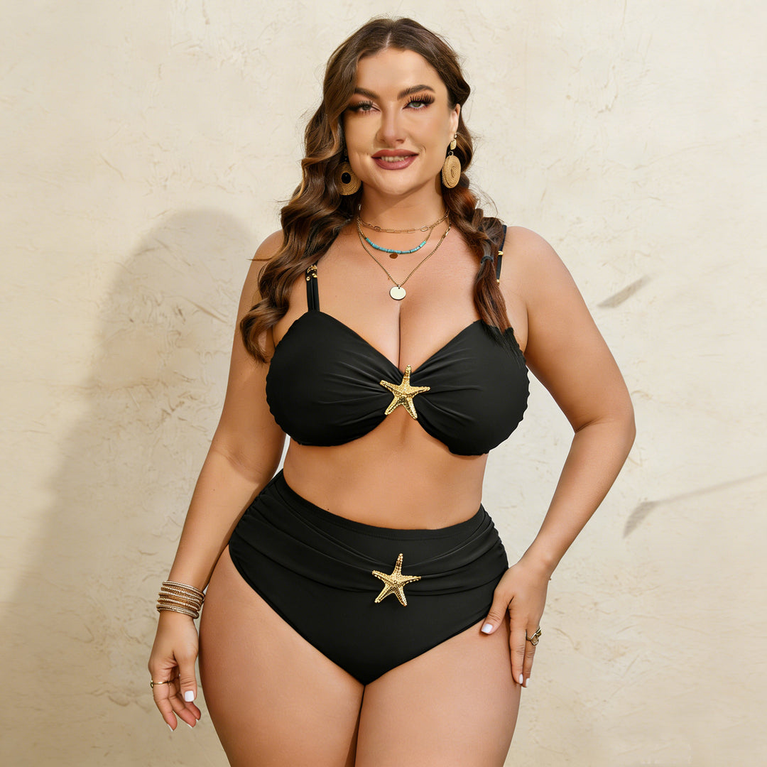 Women's High-Waist Bikini Set with Elegant Star Application StylebySassy