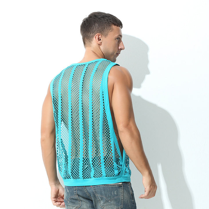 Women's airy hole knit mesh top with wide straps and elastic hem StylebySassy