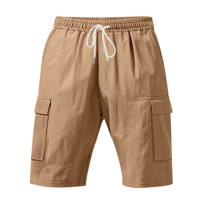 Men's travel and outdoor bermuda shorts with elastic drawstring waistband, security inner pocket and front flap pockets StylebySassy