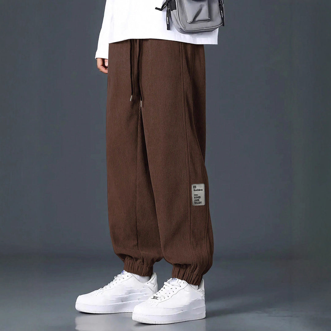 Men's nan Relax leisure pants made of fine wide cord structure with drawstring and elastic ankle cuffs StylebySassy