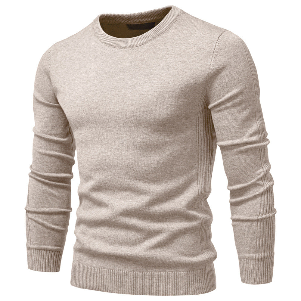 Men's nano minimalist round neck fine knit with flat shoulder seam and ribbed cuffs StylebySassy