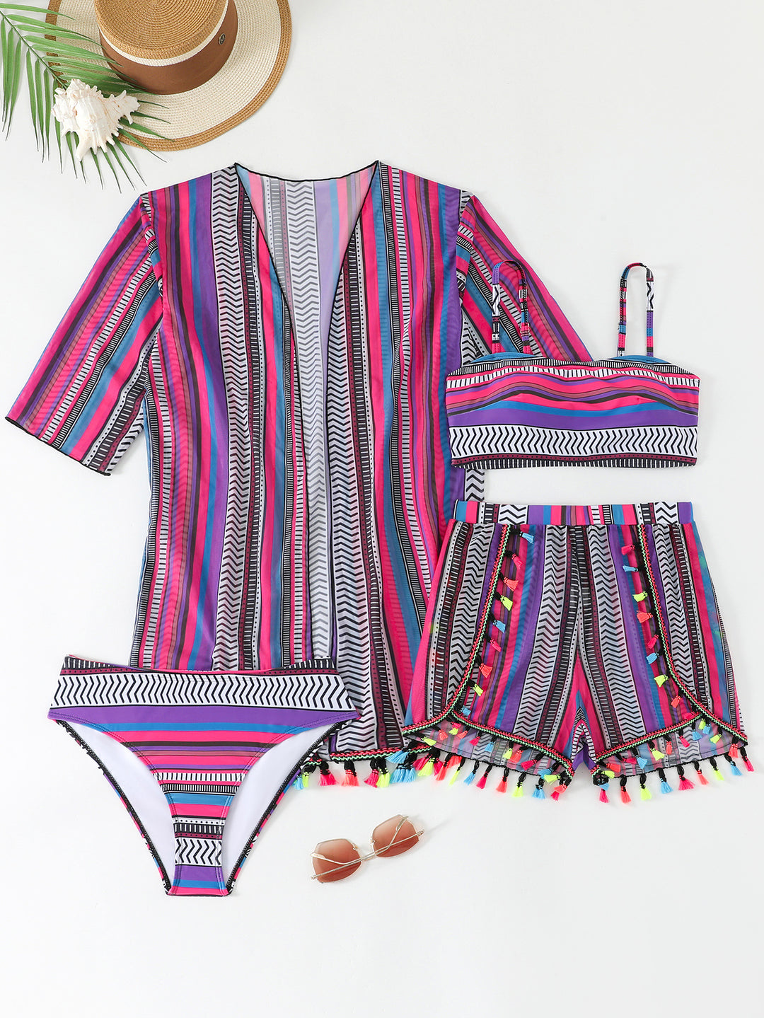 Ladies beach outfit with stylish tunic and shorts StylebySassy