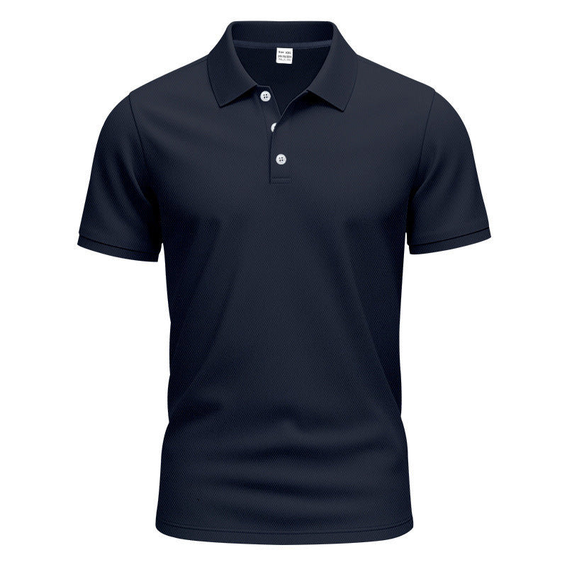Men's polo collar shirt with slim fit, breathable mesh structure, and flat two-button placket StylebySassy