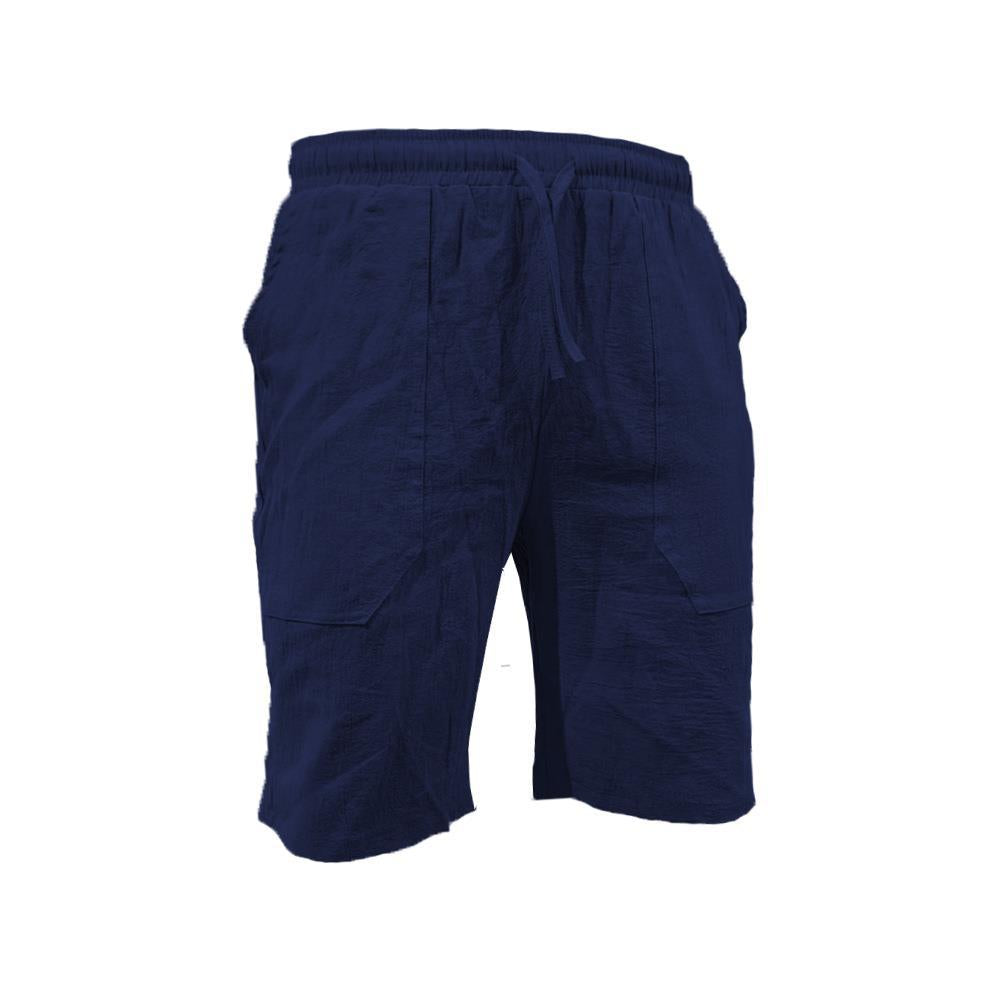 Men's casual travel Bermuda shorts with crinkle texture, adjustable drawstring, and large volume patch pockets StylebySassy