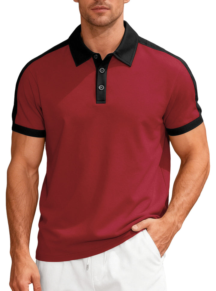 Men's nan Premium polo in retro contrast look with shirt collar and three-button placket StylebySassy