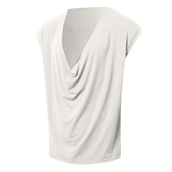 Women draped long top with deep waterfall back and drop shoulder StylebySassy