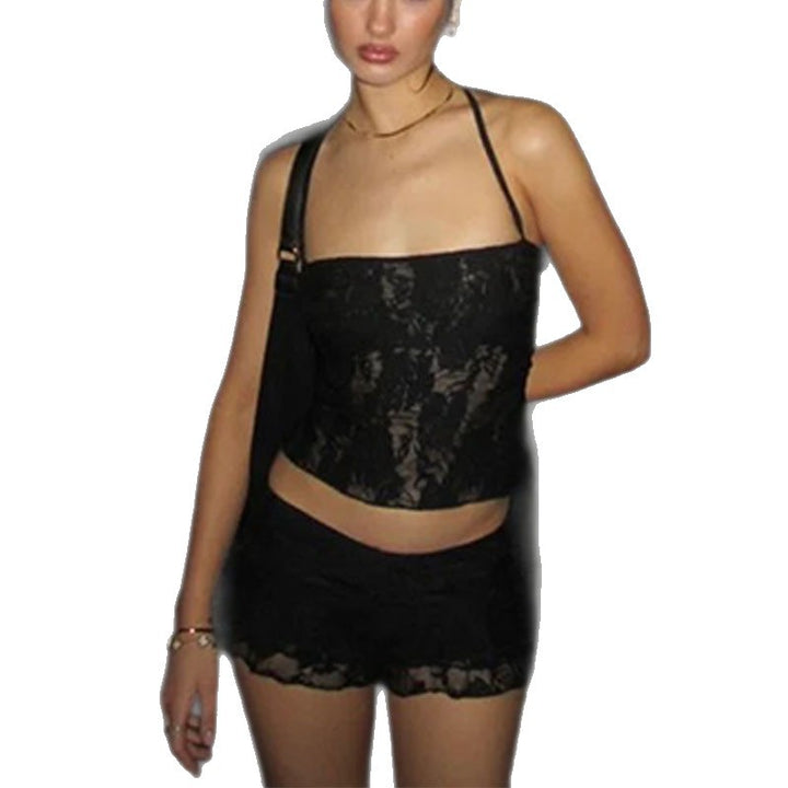 Women Lace Crop Top with Wavy Skirt StylebySassy