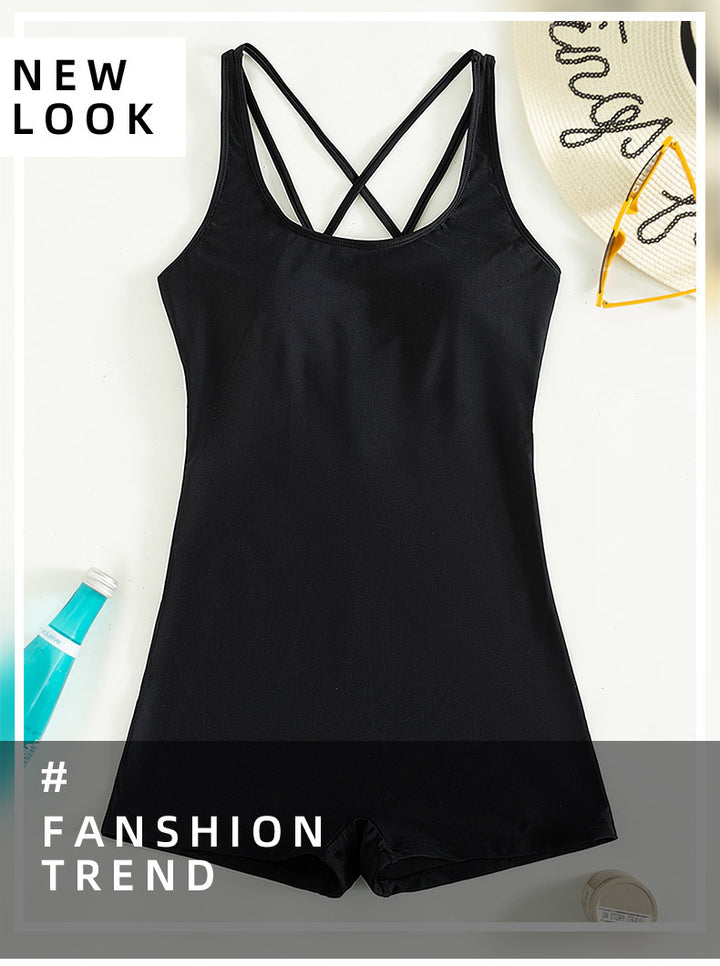 Women's One-Piece Swimsuit with Modern Cross-Back Design StylebySassy