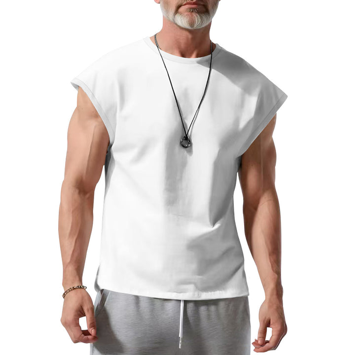 Men's cropped athletic tank top with wide arm openings and round neckline StylebySassy