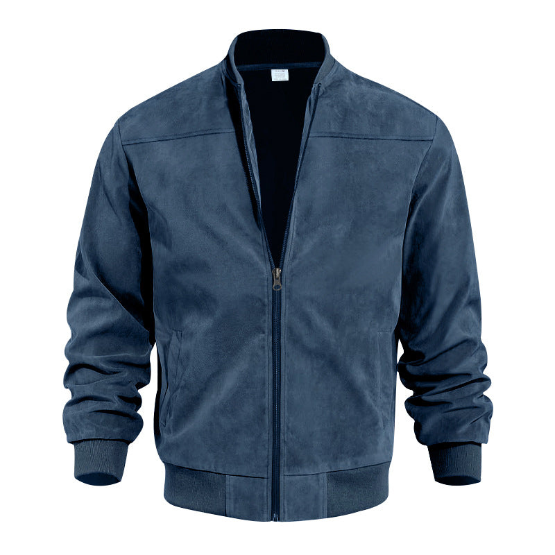Men's sporty bomber jacket made of microfiber with zipper and ribbed hem StylebySassy