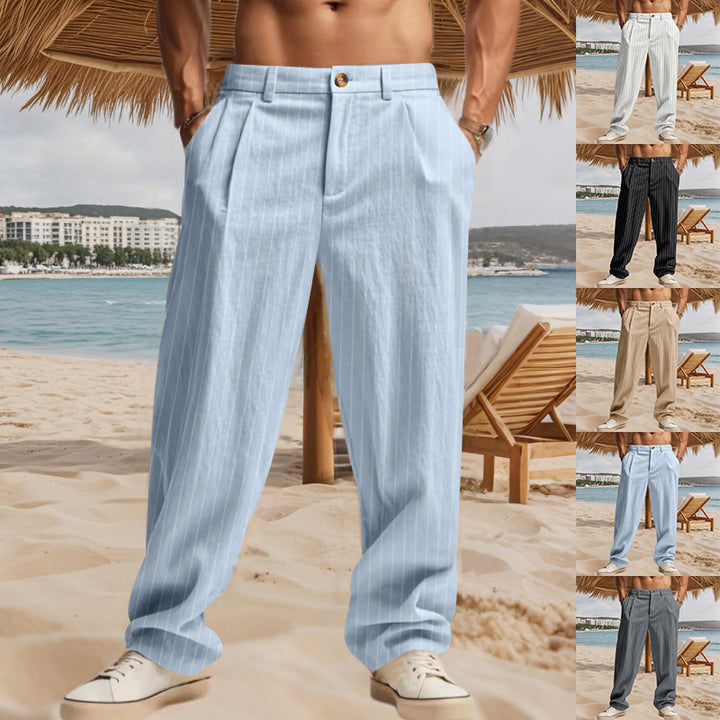 Men's casual-elegant pinstripe pants with crease and wide leg StylebySassy