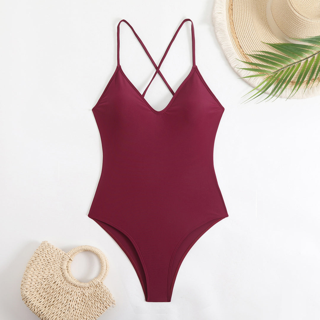 Women One-Piece Swimsuit with X-Shaped Straps StylebySassy