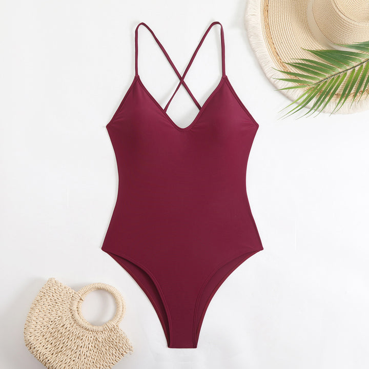 Women One-Piece Swimsuit with X-Shaped Straps StylebySassy
