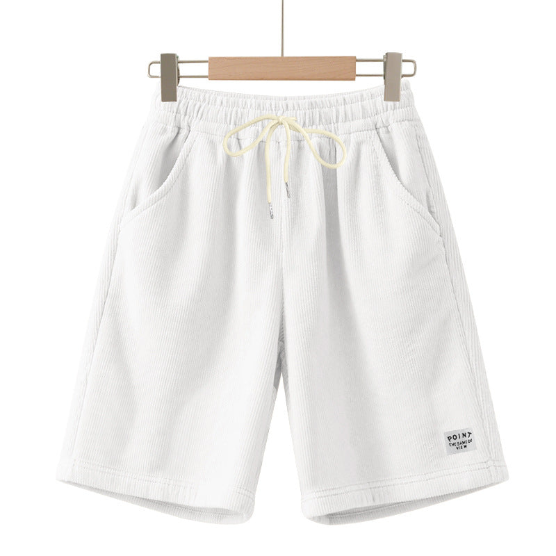 Men's knee-length lounge shorts in ribbed structure jersey with elastic drawstring waistband and patch pockets StylebySassy
