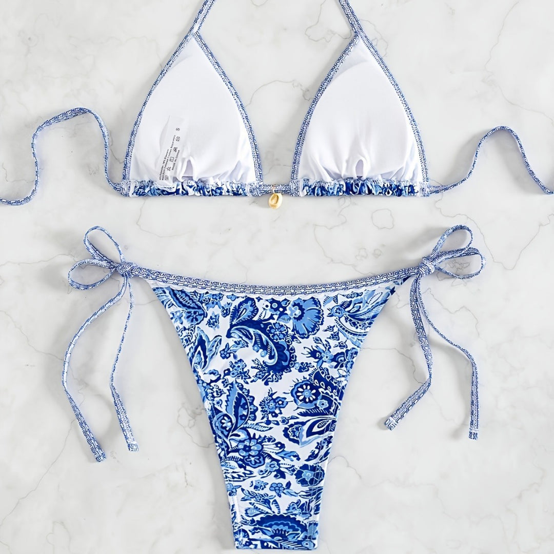 Women's Triangle Bikini with Floral Patterns StylebySassy